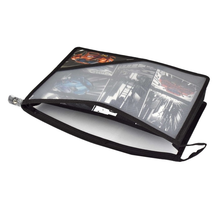 Папка для труда А4, молния сверху, пластиковая, Феникс Папка для труда А4, молния сверху, пластиковая, Феникс "Гонки" чёрная