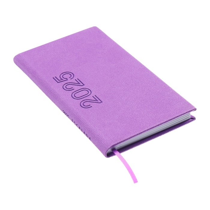 Еженедельник датированный 2025 года, 85х145 мм, 64 листа ESCALADA, твердая обложка из искусственной кожи, блинтовое тиснение, блок 70 г/м&sup2;, сиреневый