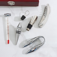 Набор для вина, 5 предметов: штопор, нож для срезания фольги, пробка, каплеуловитель, термометр Набор для вина, 5 предметов: штопор, нож для срезания фольги, пробка, каплеуловитель, термометр