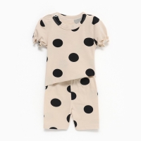 Костюм: футболка и легинсы Крошка Я "Горох", рост 62-68, бежевый