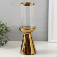 Подсвечник керамика, стекло на 1 свечу "Гладь" d=8 см золото 10х10х29,5 см Подсвечник керамика, стекло на 1 свечу "Гладь" d=8 см золото 10х10х29,5 см