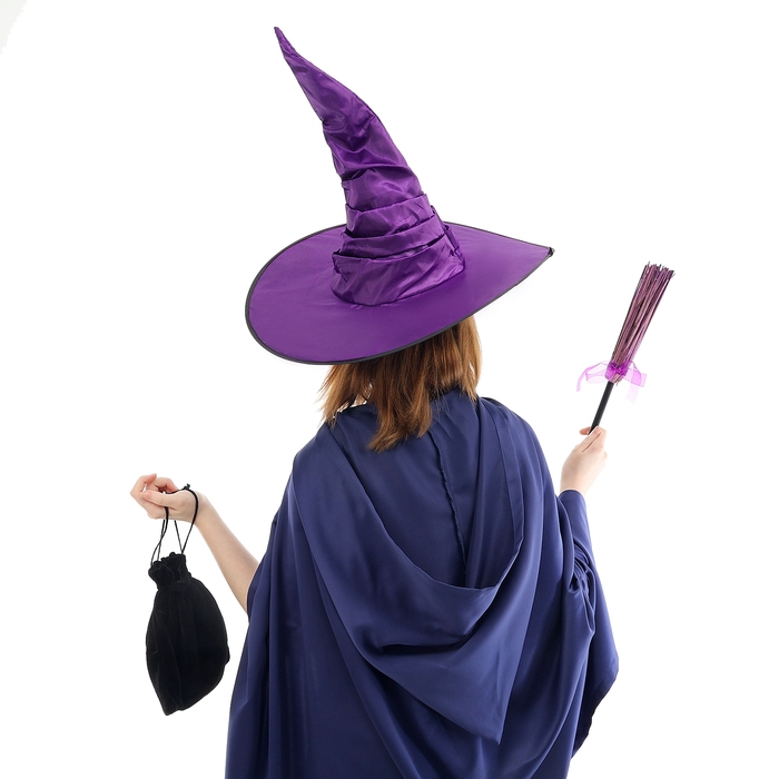 Карнавальный набор &laquo;Магия&raquo;, шляпа фиолетовая, метла, мешок