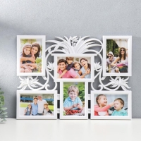 Фоторамка пластик на 6 фото 10х15 см "Африканская лилия" белый 36х49 см Фоторамка пластик на 6 фото 10х15 см "Африканская лилия" белый 36х49 см