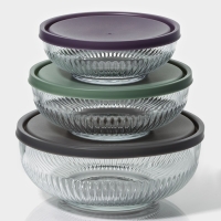 Набор стеклянных салатников с крышкой Lav &laquo;Токио&raquo;, 2,6/1,5/0,8 л, 3 шт