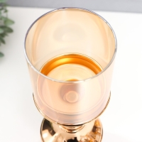 Подсвечник металл, стекло на 1 свечу "Тицино" d-6 см, золото 11,5х11,5х38 см