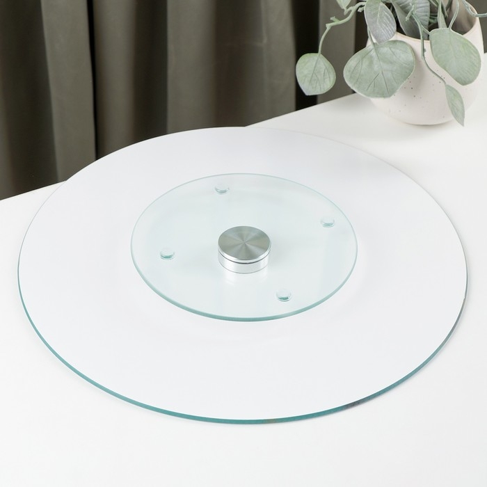 Подставка стеклянная для торта вращающаяся Magistro «Мраморный бриз», d=32 см, цвет голубой Подставка стеклянная для торта вращающаяся Magistro «Мраморный бриз», d=32 см, цвет голубой