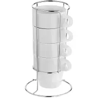 Набор из 4 кружек Inset с подставкой, белый