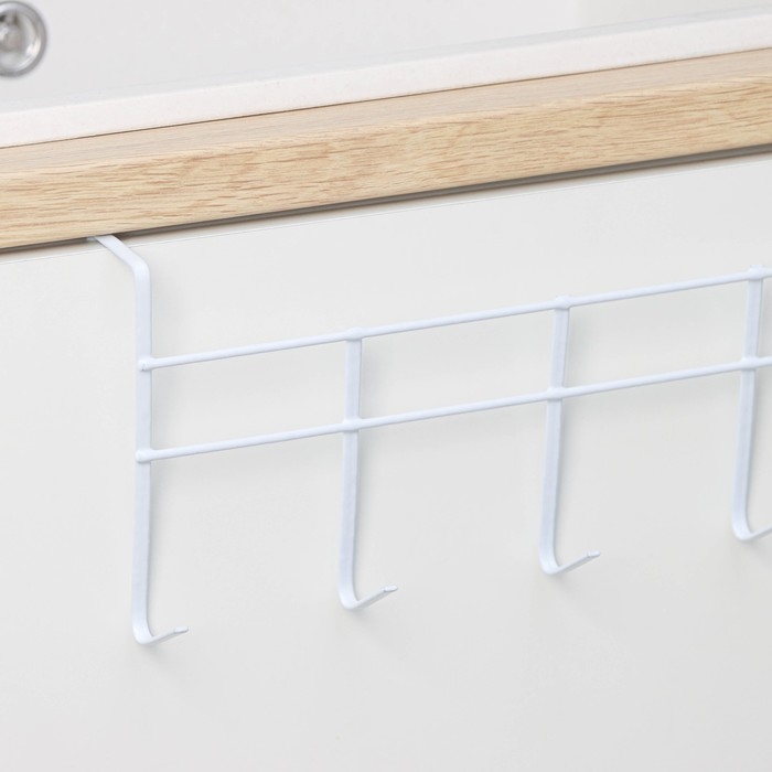 Вешалка на дверь на 6 крючков Доляна &laquo;Моно&raquo;, 44&times;9&times;15 см, цвет белый