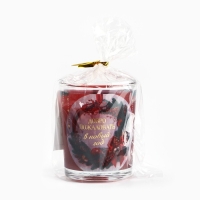 Новогодняя свеча с калькой &laquo;Новый год: Добро пожаловать&raquo;, аромат вишня,5х6х5 см