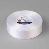 Лента атласная, 25 мм &times; 33 &plusmn; 2 м, цвет белый №001