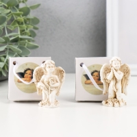 Сувенир полистоун "Ангелочек и цветок" МИКС 2,5х4,2х5,5 см