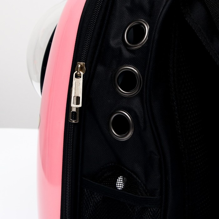 Рюкзак для переноски кошек "Кот учёный", с окном для обзора, 32 х 25 х 42 см, розовый