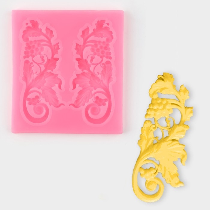 Молд &laquo;Листья винограда&raquo;, силикон, 7,7&times;7 см, цвет розовый