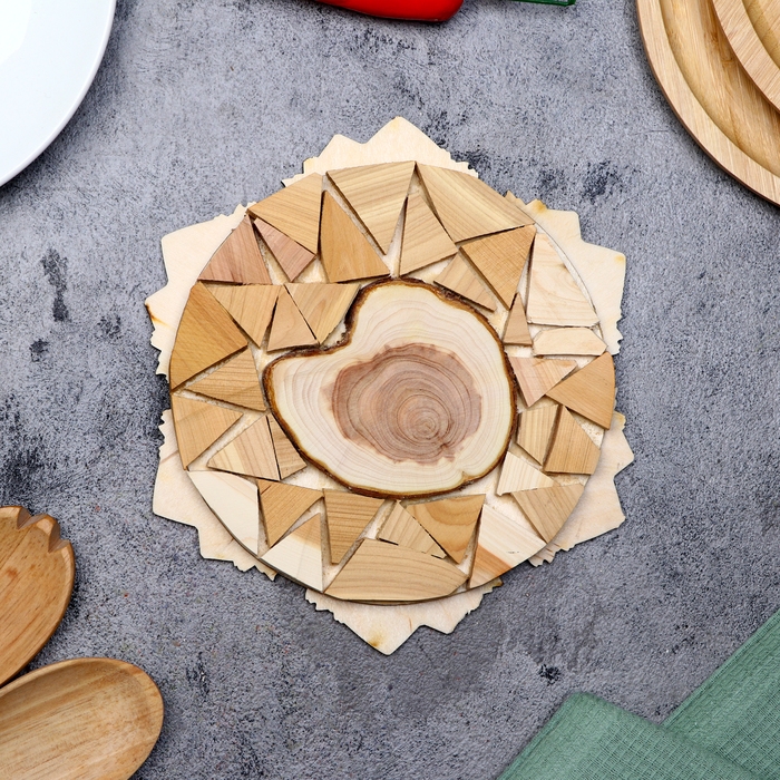 Подставка под горячее &laquo;Букет тюльпанов&raquo;, D=20 см, можжевельник