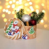 Новый год. Коробка подарочная новогодняя для макарун тубус без окна "Мишки", 12 х 8 см. Новый год. Коробка подарочная новогодняя для макарун тубус без окна "Мишки", 12 х 8 см.