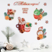 Наклейки новогодние, интерьерные &laquo;Сладости&raquo;, голография 21 х 29.7 см, Новый год