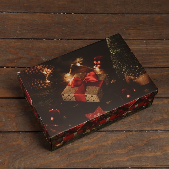 Новый год. Коробка подарочная новогодняя складная, крышка-дно,"Новогодний подарок" 30 х 20 х 9 см
