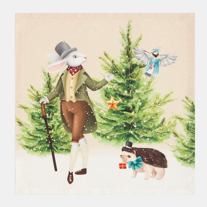 Набор новогодних салфеток Этель &laquo;Noble Christmas&raquo;, 40х40см - 4 шт, хлопок, саржа