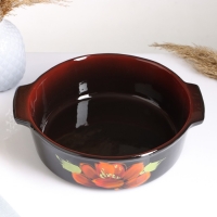 Емкость для запекания "Десерт большая" 2,25л / 25,5х8см, мак на черном Емкость для запекания "Десерт большая" 2,25л / 25,5х8см, мак на черном