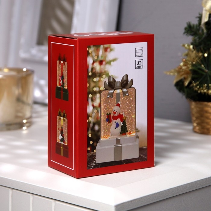 Светодиодная фигура &laquo;Гном с подарком&raquo; 7.5 &times; 12.5 &times; 4.9 см, пластик, батарейки АААх2 (не в комплекте), свечение тёплое белое