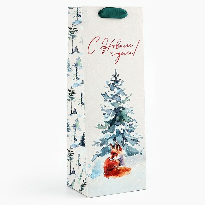 Пакет под бутылку «С Новым годом», лиса, 13 х 36 х 10 см , Новый год Пакет под бутылку «С Новым годом», лиса, 13 х 36 х 10 см , Новый год