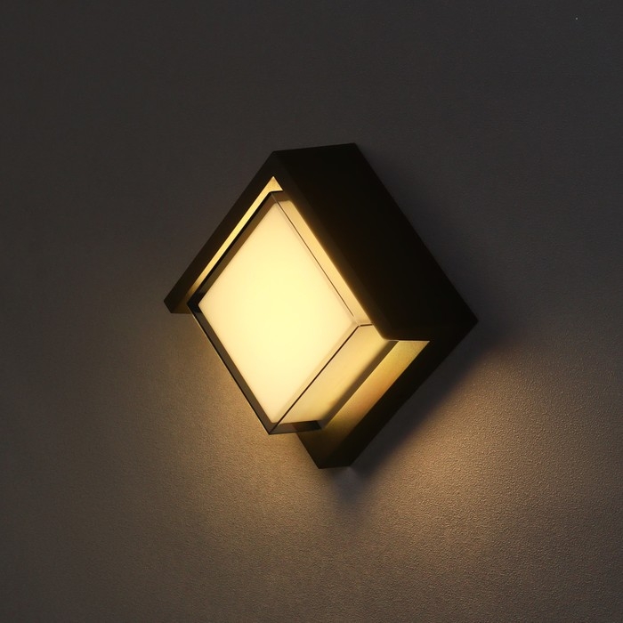 Светильник фасадный &laquo;Сити&raquo;, FSD-054, 10 Вт, 3000К, квадрат, IP65, 220 В, пластик, черный