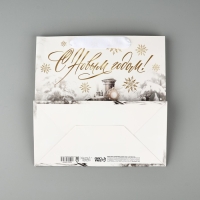 Пакет подарочный новогодний ламинированный квадратный &laquo;Новогодний поезд&raquo;, 22 х 22 х 11 см , Новый год