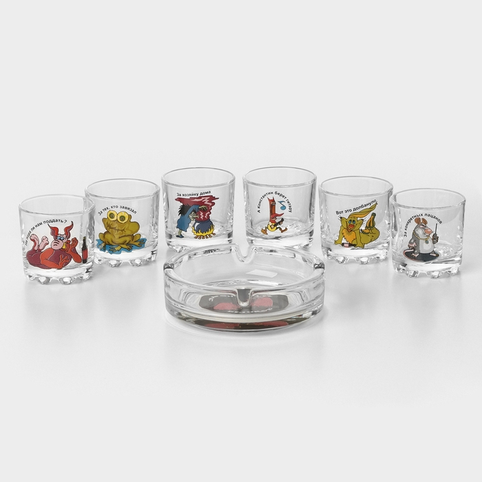 Набор &laquo;Приколы&raquo;, 6 стопок 50 мл, пепельница, МИКС