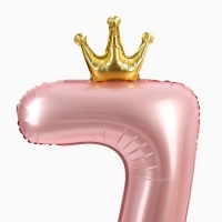 Шар фольгированный 42" &laquo;Цифра 7 с короной&raquo; на подставке, цвет розовый