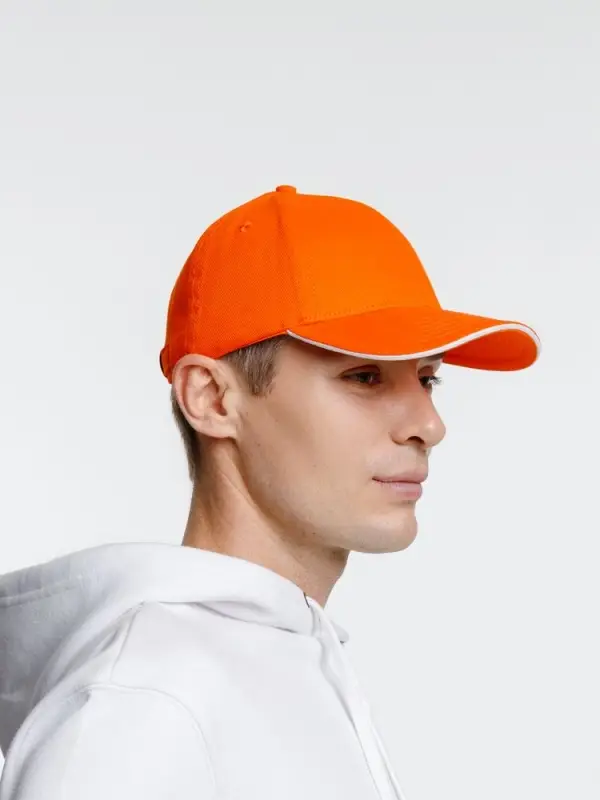 Бейсболка Spiker, оранжевая с белым