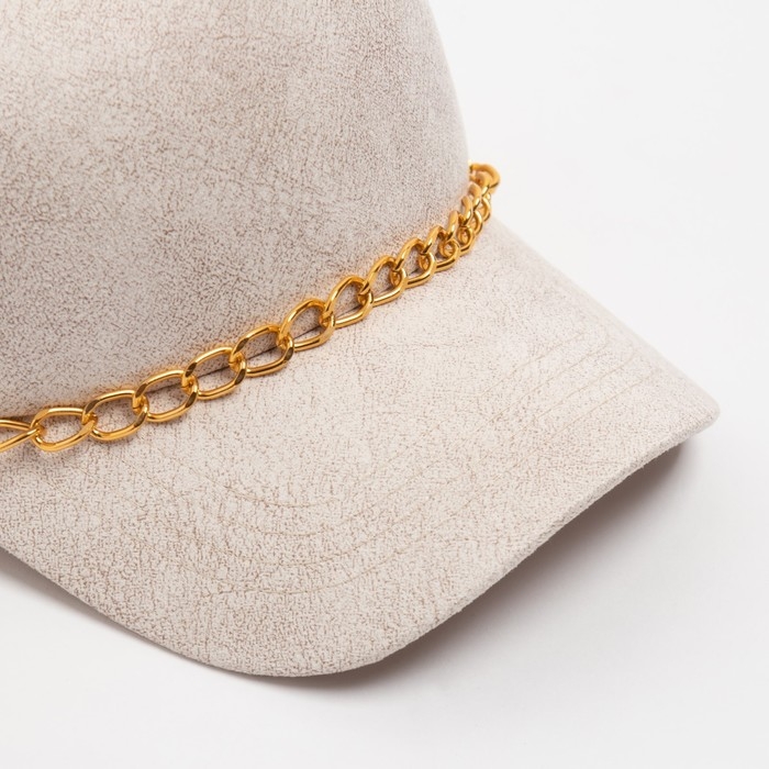 Бейсболка женская MINAKU с цепью цвет бежевый , размер 56-58 Бейсболка женская MINAKU с цепью цвет бежевый , размер 56-58