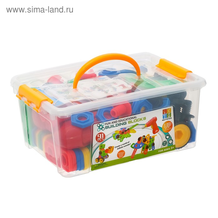 Конструктор винтовой &laquo;Пазл&raquo;, с электрическим шуруповертом, 91 деталь