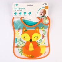 Нагрудник для кормления &laquo;Лисичка Соня&raquo; непромокаемый на липучке, с карманом