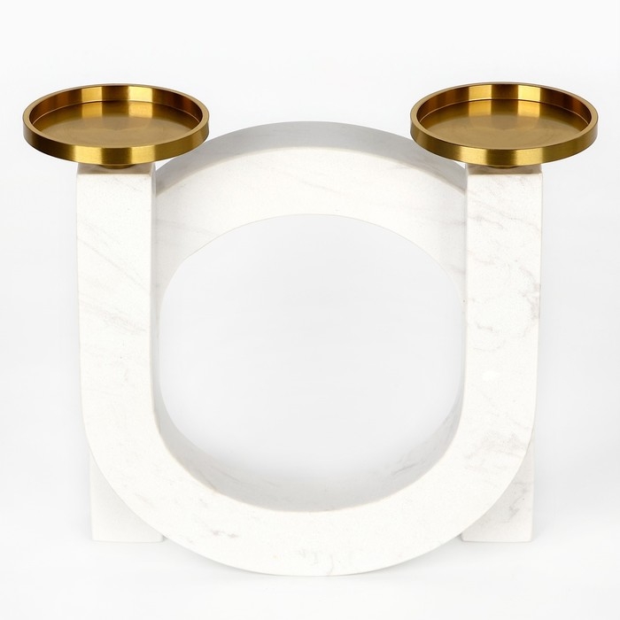 Подсвечник латунь, мрамор &laquo;Камелия&raquo; 19 х 18 х 8 см