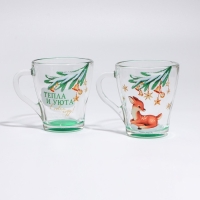 Новый год. Набор кружек стеклянных «Тепла и уюта!», 2 шт Новый год. Набор кружек стеклянных «Тепла и уюта!», 2 шт