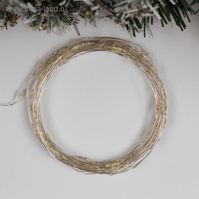 Гирлянда &laquo;Нить&raquo; 5 м роса, IP20, серебристая нить, 100 LED, 2 режима, батарейки AAх3 (нет в комплекте), свечение белое