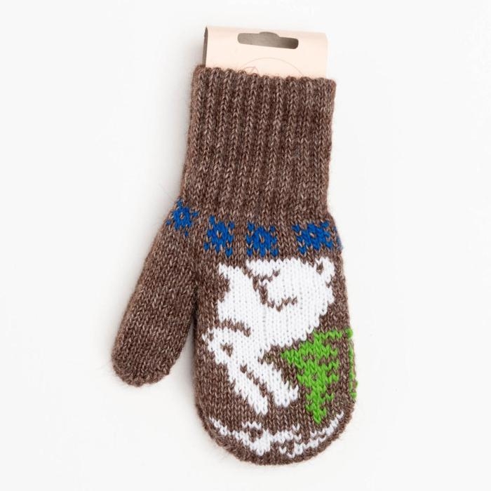 Новый год. Варежки двойные детские, цвет тёмно-коричневый, размер 14 (6-9 лет) Новый год. Варежки двойные детские, цвет тёмно-коричневый, размер 14 (6-9 лет)