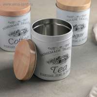 Банки жестяные для хранения сыпучих продуктов Sugar Coffee Tea, 1,2 л, 10,5&times;14 см, 3 шт, цвет серый