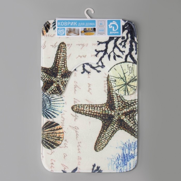 Набор ковриков для ванной и туалета Доляна «На дне», 2 шт: 40×45, 45×75 см Набор ковриков для ванной и туалета Доляна «На дне», 2 шт: 40×45, 45×75 см