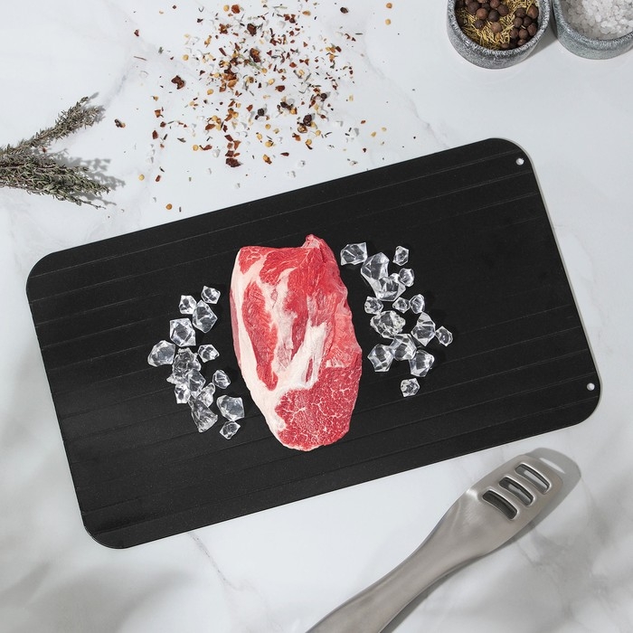 Противень для разморозки продуктов Доляна, 35,5×20,5 см, цвет чёрный Противень для разморозки продуктов Доляна, 35,5×20,5 см, цвет чёрный