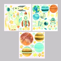 Наклейка 3Д интерьерная светящаяся Космос 90*30см