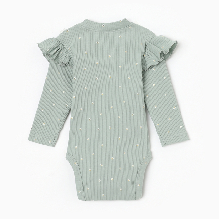 Боди с дл. рукавом и воланами Крошка Я Olives, р. 86-92, оливковый