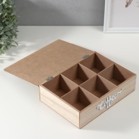 Шкатулка дерево 6 делений "Грибы" бежево-белая 17х24х7 см