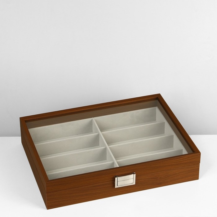 Подставка для украшений, дерево, 8 ячеек, 34,8&times;25,7&times;7,5 см, цвет серый