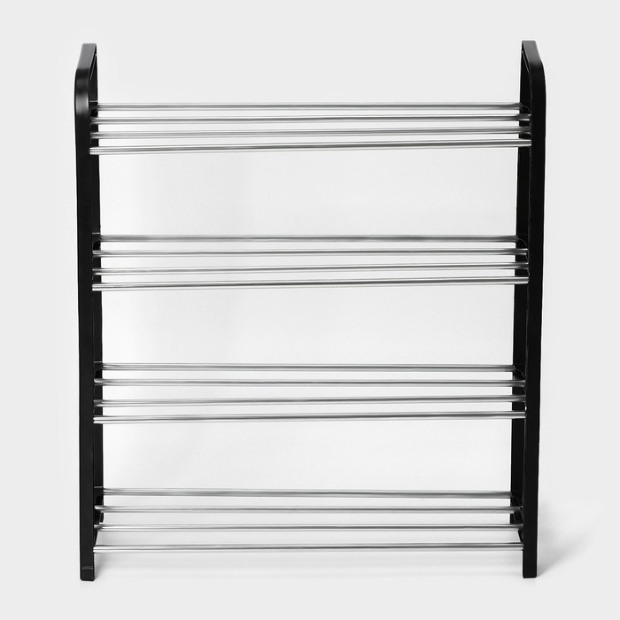 Обувница Доляна, 4 яруса, 50&times;19&times;60 см, цвет чёрный