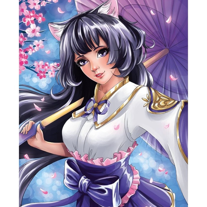 Алмазная мозаика с частичным заполнением на холсте &laquo;Девушка с зонтиком&raquo;&lrm;, 20 х 30 см