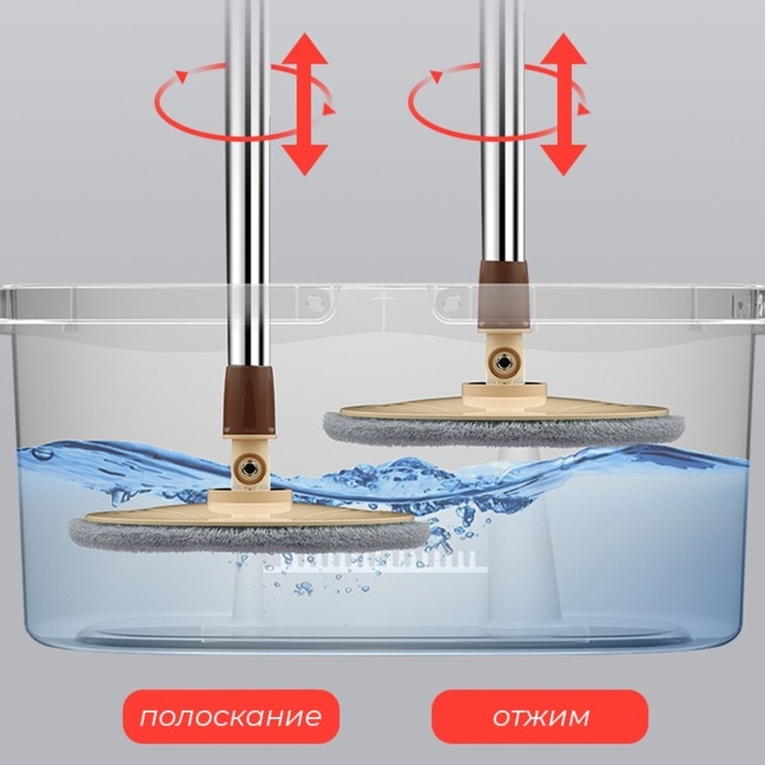 Швабра с отжимом и ведро Доляна, 42,5&times;29&times;18 см, 14 л, телескопическая ручка 80 - 110 см