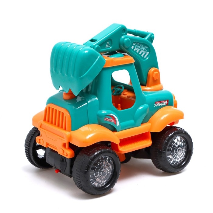 Трактор &laquo;Стройка&raquo;, подвижные детали, свет и звук, работает от батареек, цвет бирюзовый