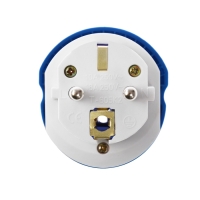 Переходник универсальный 16А, с з/к, 220 В, синий, заподлицо в розетку