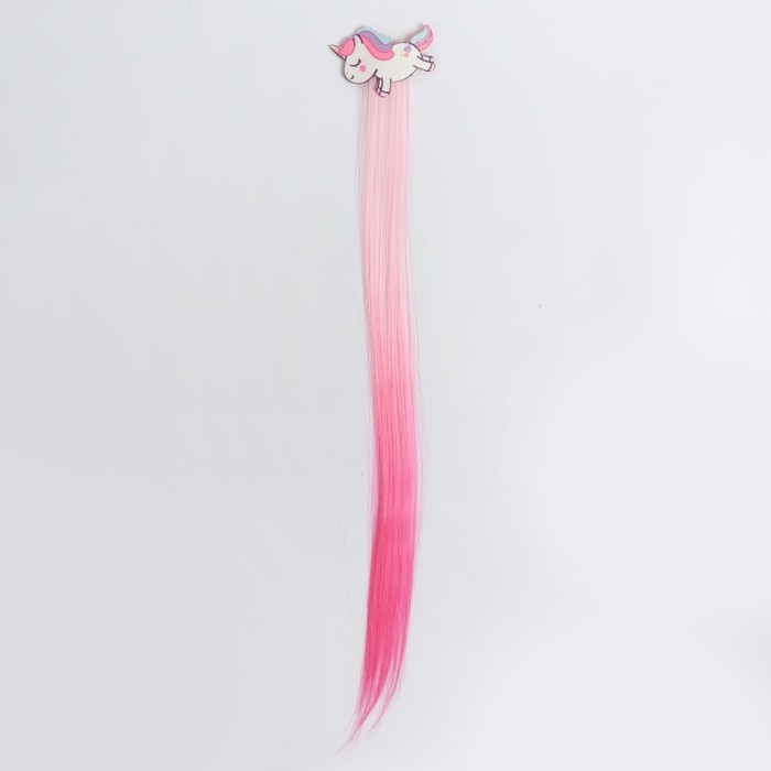 Локон накладной &laquo;Единорог&raquo;, прямой волос, на заколке, 40 см, цвет МИКС